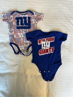 New York Giants Baby Onesie Set - Blue & Red